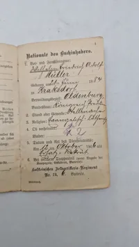 Originalt tysk ww1 militær pas