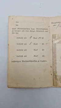 Originalt tysk ww1 militær pas
