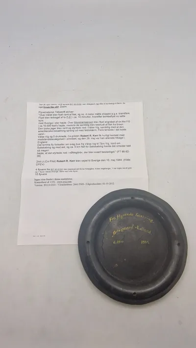 Original gummipakning fra WW2  “Flyvende Fæstning” med historie skudt ned på Lolland