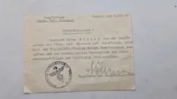Original passerseddel oksbøl WW2 for Tysk feltpoliti