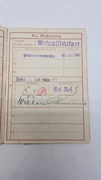 Tysk WW2  Wehrpass med historie