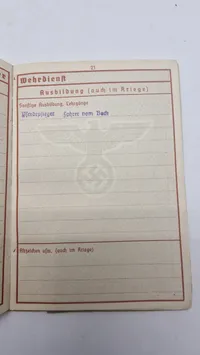 Tysk WW2  Wehrpass med historie
