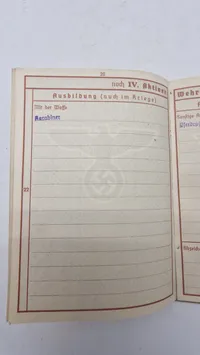 Tysk WW2  Wehrpass med historie