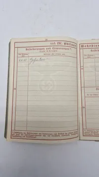 Tysk WW2  Wehrpass med historie