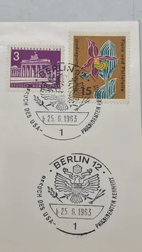 Førstedags kuvert fra John F. Kennedys besøg i Vesttyskland og Vestberlin i juni 1963.