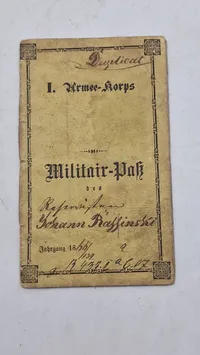Originalt tysk ww1 militær pas