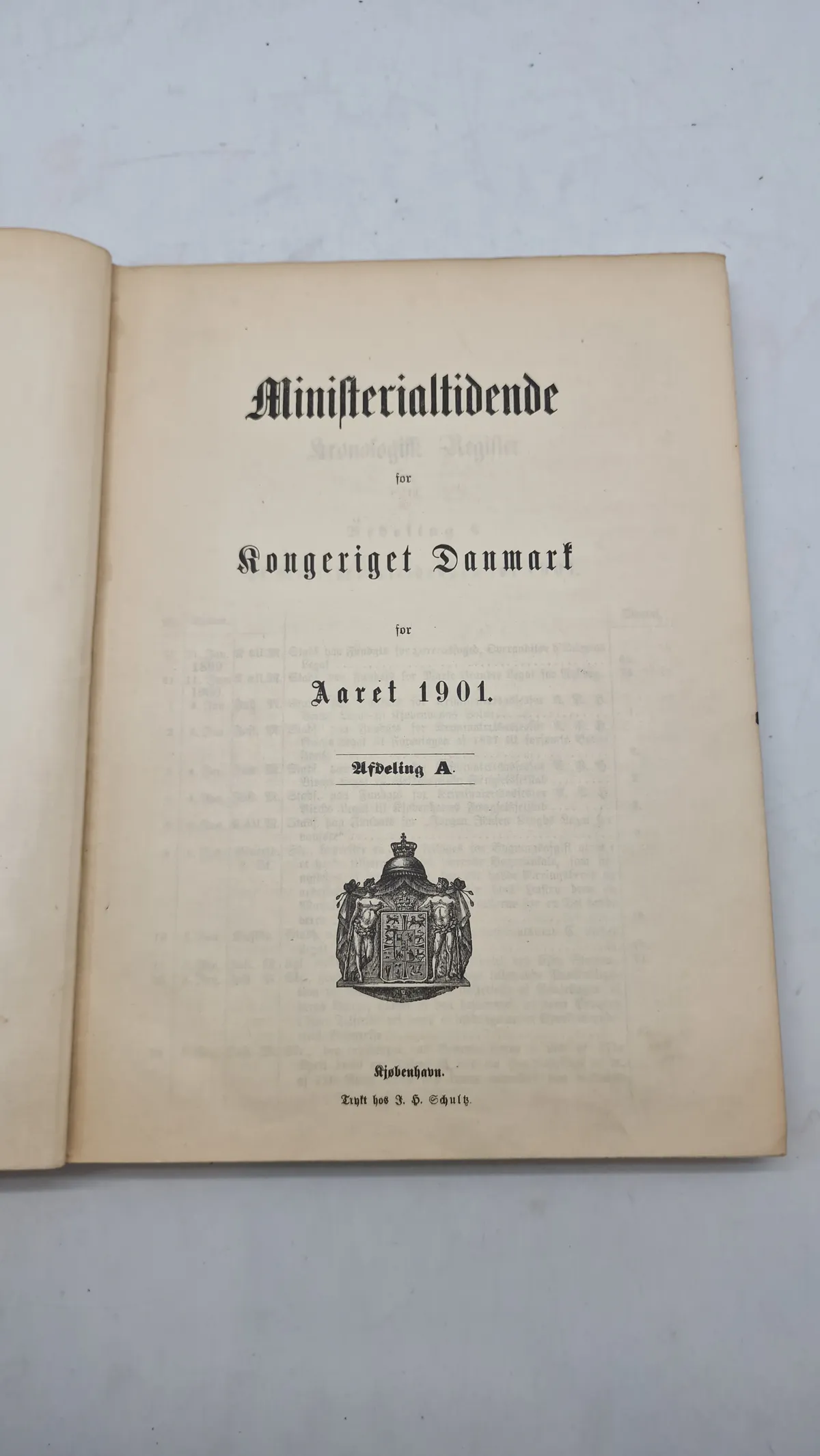 "Ministerialtidende for Kongeriget Danmark for Aaret 1901"