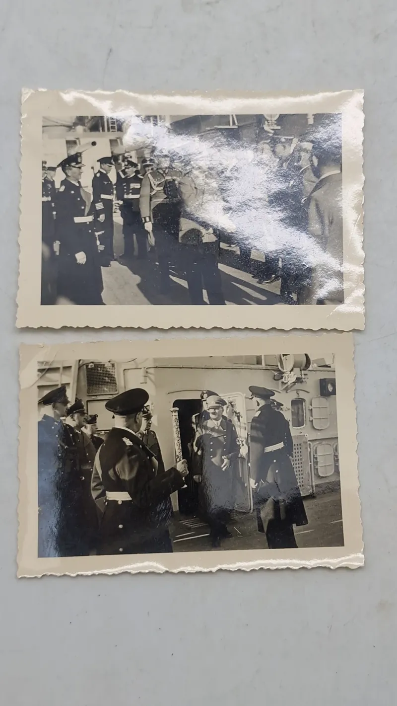Originale private fotos af Hitler ved krigsskib