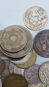 Samling diverse originale mønter