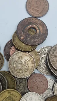 Samling diverse originale mønter