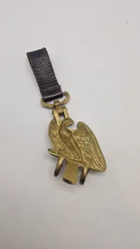 Original WW2 German Drum Holder Brass Eagle w/ Leather Strap