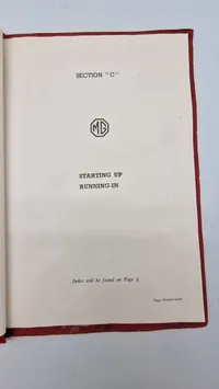 original instruktionsbog for en MG "One and a Quarter Litre" (Series "Y").