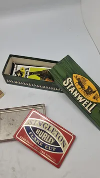 Samling tobaks æsker mm. Sumatra med indhold