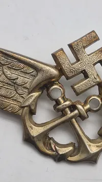 Original German Luftwaffe Maritime Personnel Visor Cap Badge