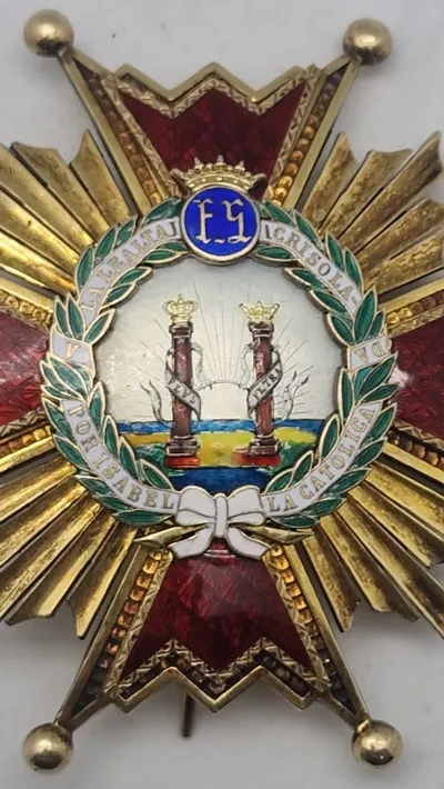 Original bryststjerne Orden de Isabel la Católica). sterlinsølv ca. 1890
