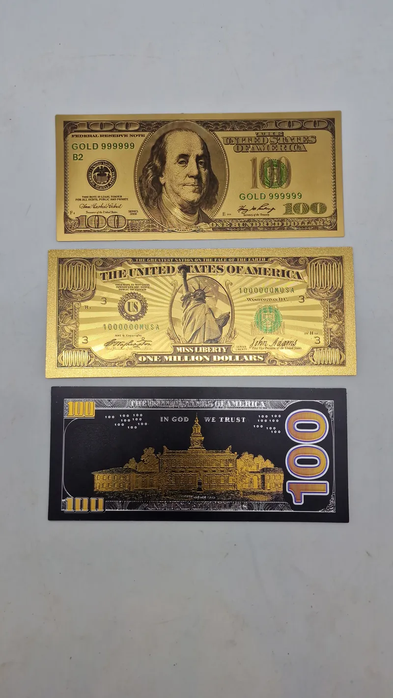 Forgyldte reklame dollar sedler