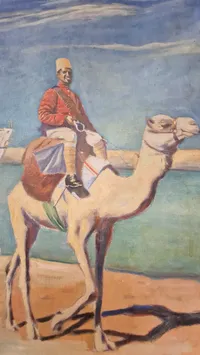 Maleri af Jutlandia der sejler gennem Suez-kanalen 1963