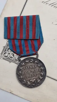 Original Commemorative Medal for den Italo-Tyrkiske Krig samt urkunde