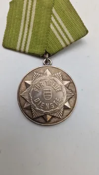 DDR Original Medalje for tro tjeneste i Nationale Volksarmee" (National Folkearmé) samt urkunde