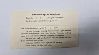 Original evakueringsseddel, ww2