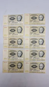 Samling danske 10 krone sedler