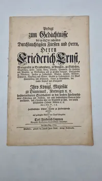 Original mindeprædiken for Friedrich Ernst, markgreve af Brandenburg og andre territorier