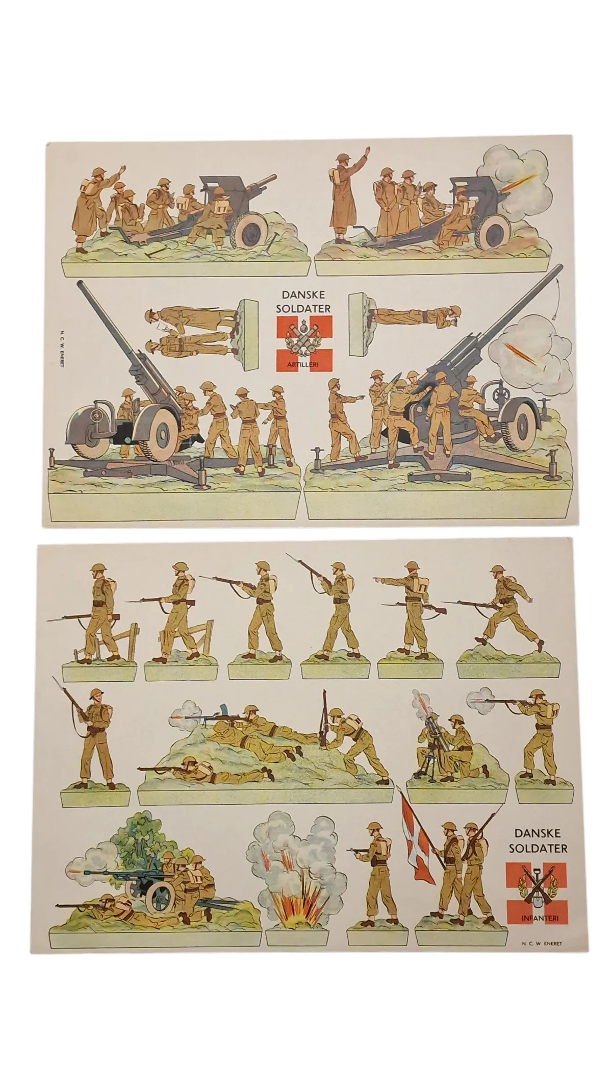 Planche med Danske soldater ca. 1946