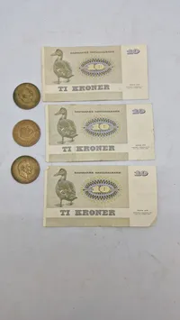 Samling sedler og mønter DK