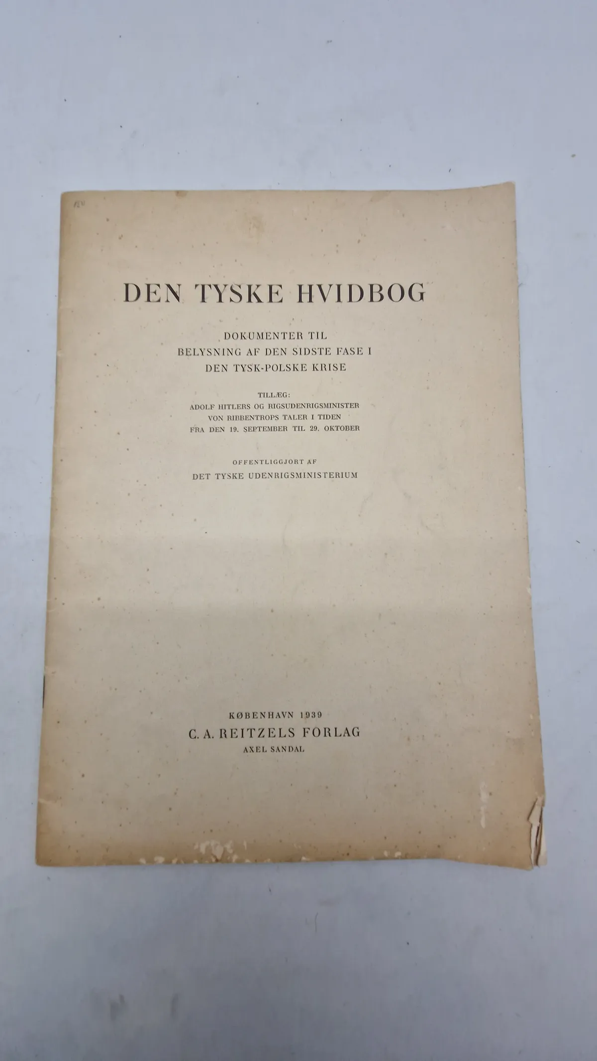 Den tyske hvidbog, 1939