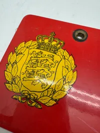 Sjælden original rød Motorcykel nummerplade fra forsvaret