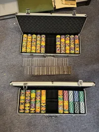 Poker jeton sæt med kasser og holdere