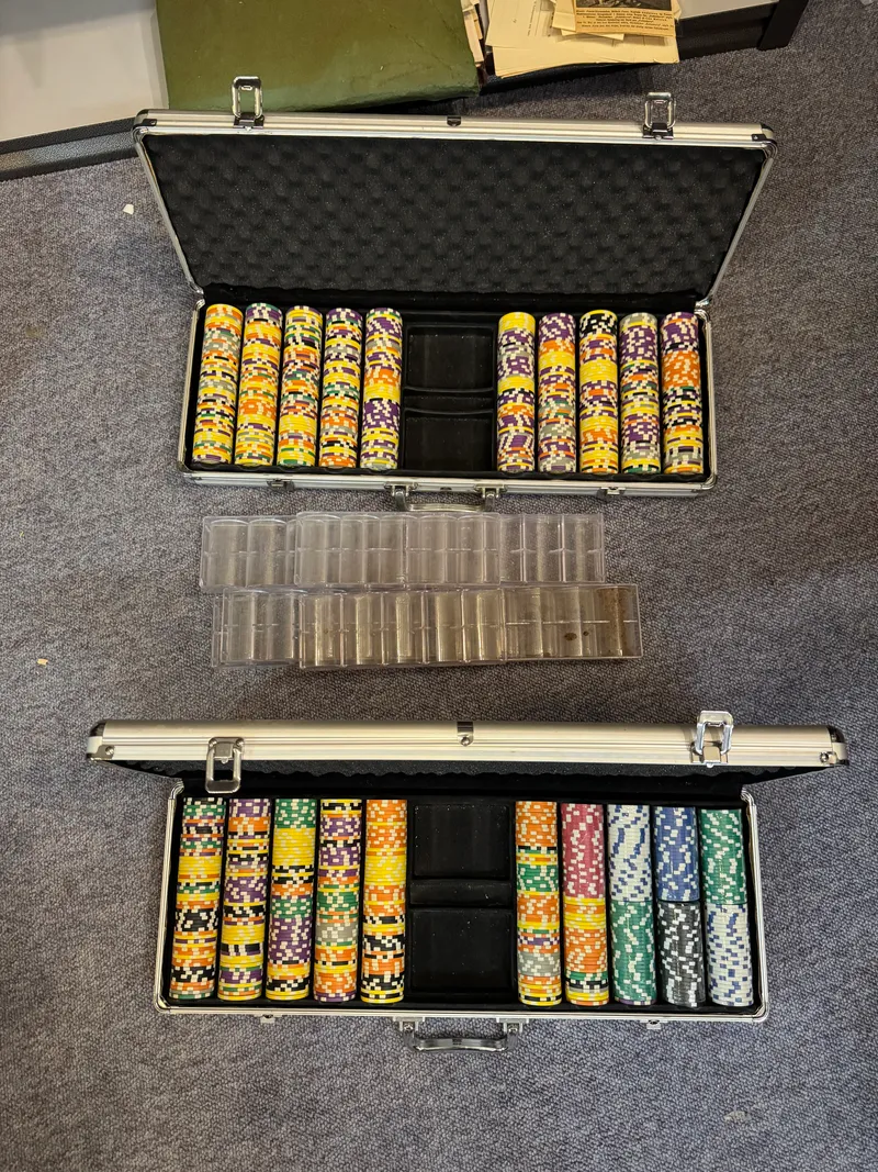 Poker jeton sæt med kasser og holdere