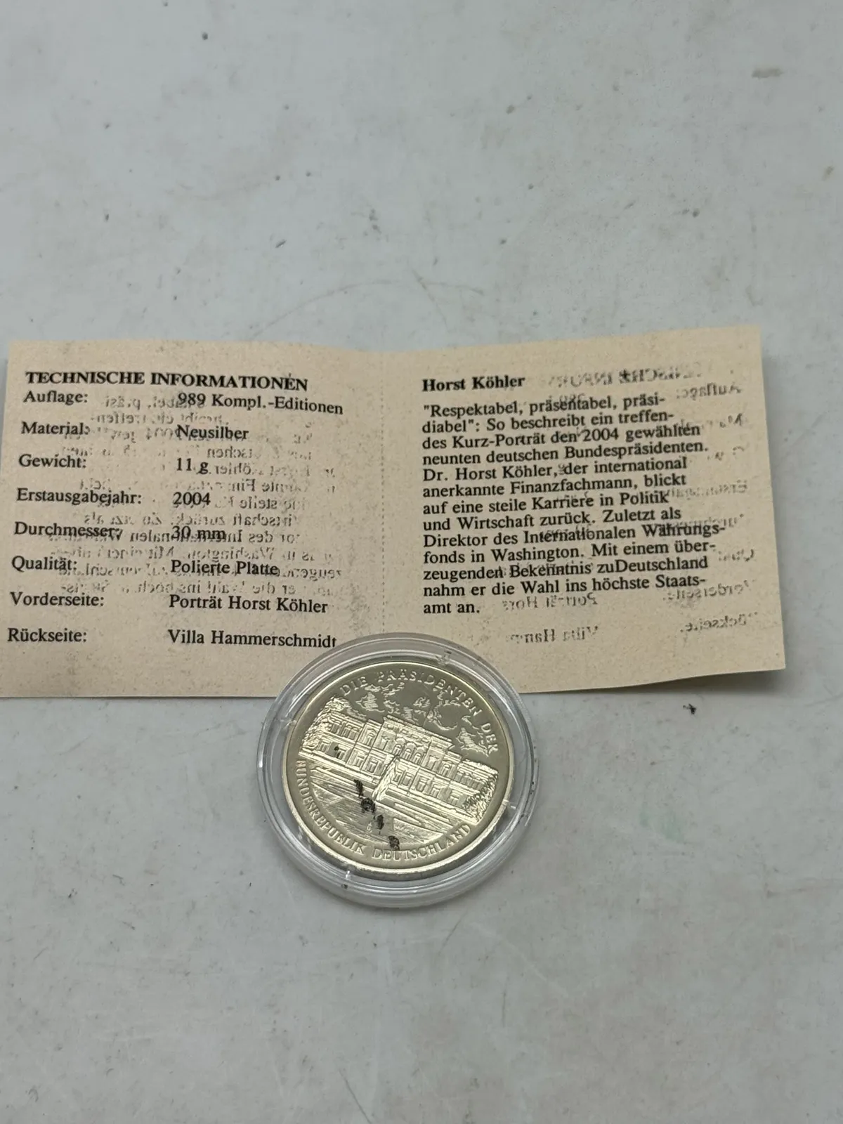 Original tysk medalje token med certifikat