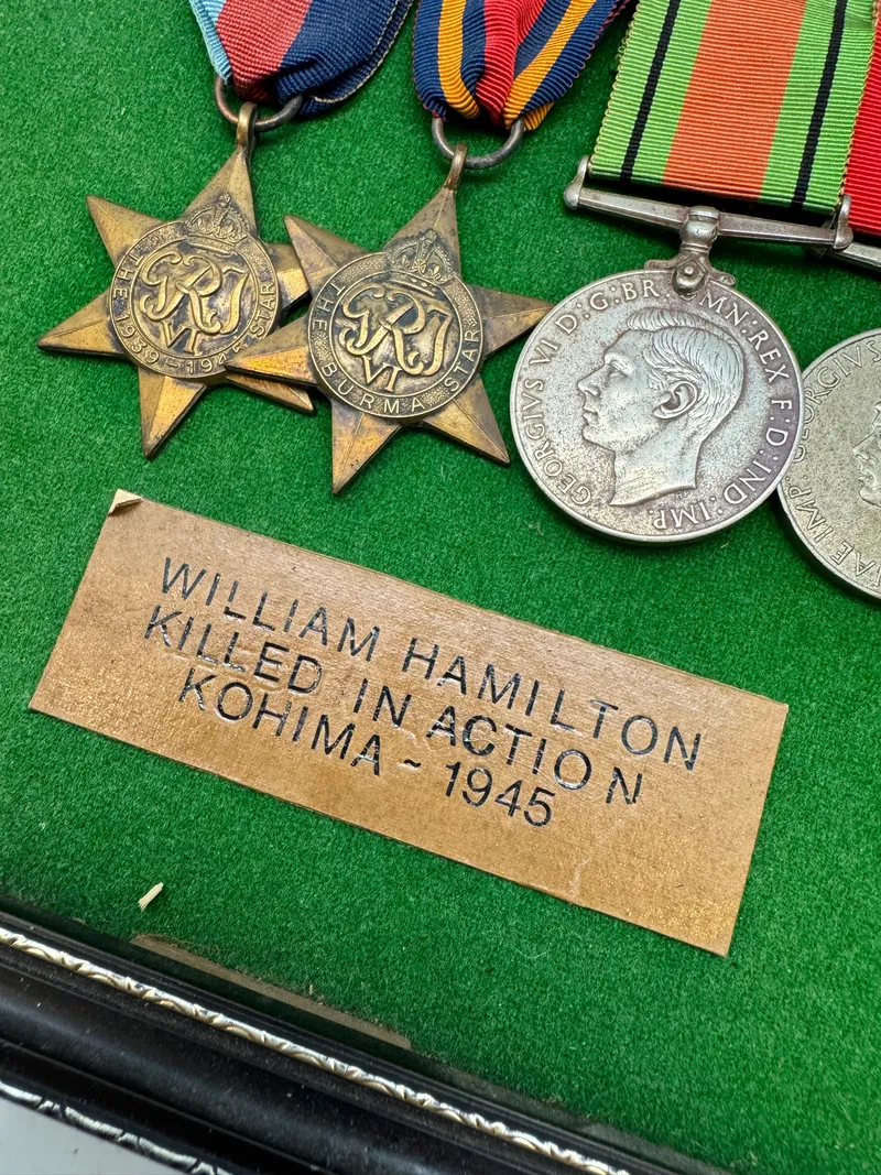 Originalt ww2 lot på samme mand, WILLIAM HAMILTON KILLED IN ACTION
KOHIMA1945