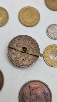 Samling diverse mønter, bl.a. to stk af sølv
