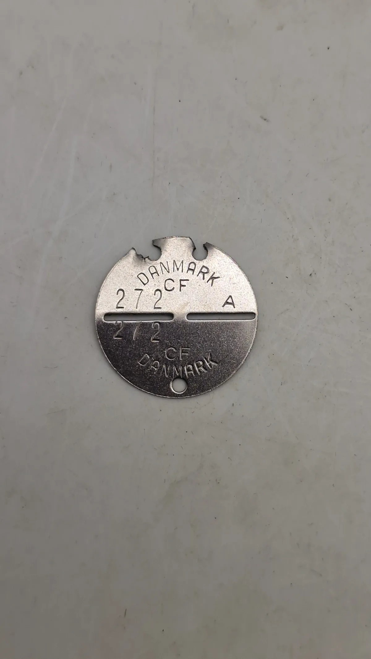 Original dansk id brik fra civilforsvaret
