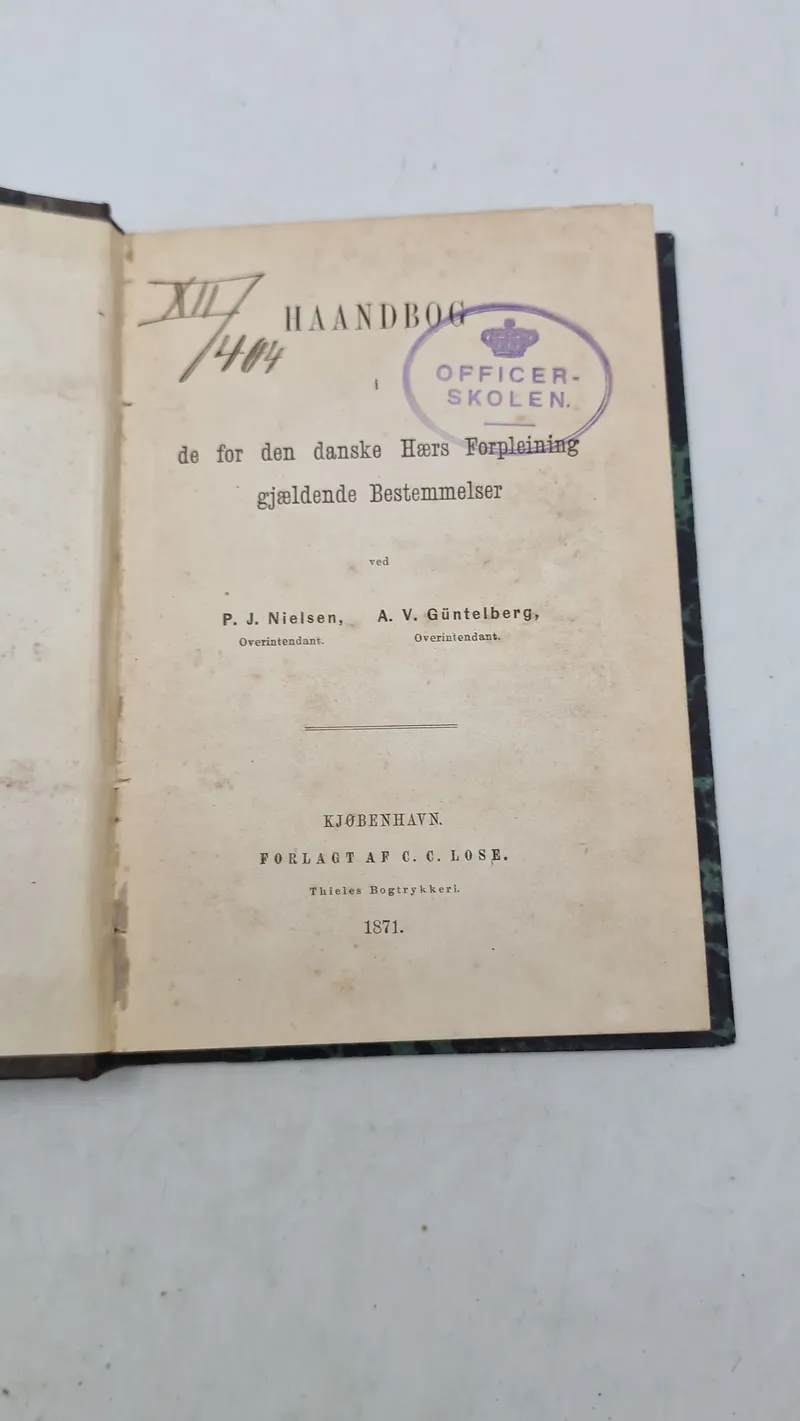 Håndbog de for den danske Hærs Forpleining gjældende Bestemmelser, 1871