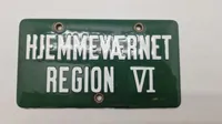 Emalje nummerplade Hjemmeværnet Region VI - pæn