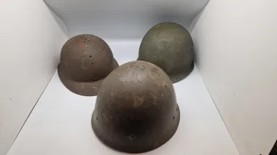 3 stk hjelmskaller, stålhjelm - US svensk og Frankrig