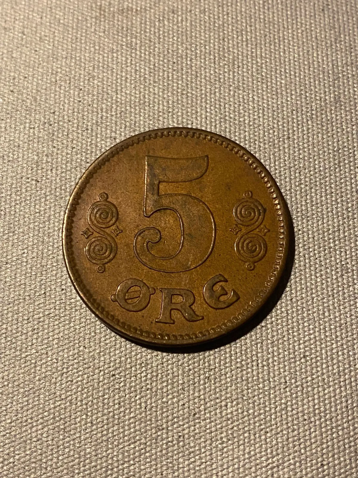 Original dansk 5 øre fra 1921