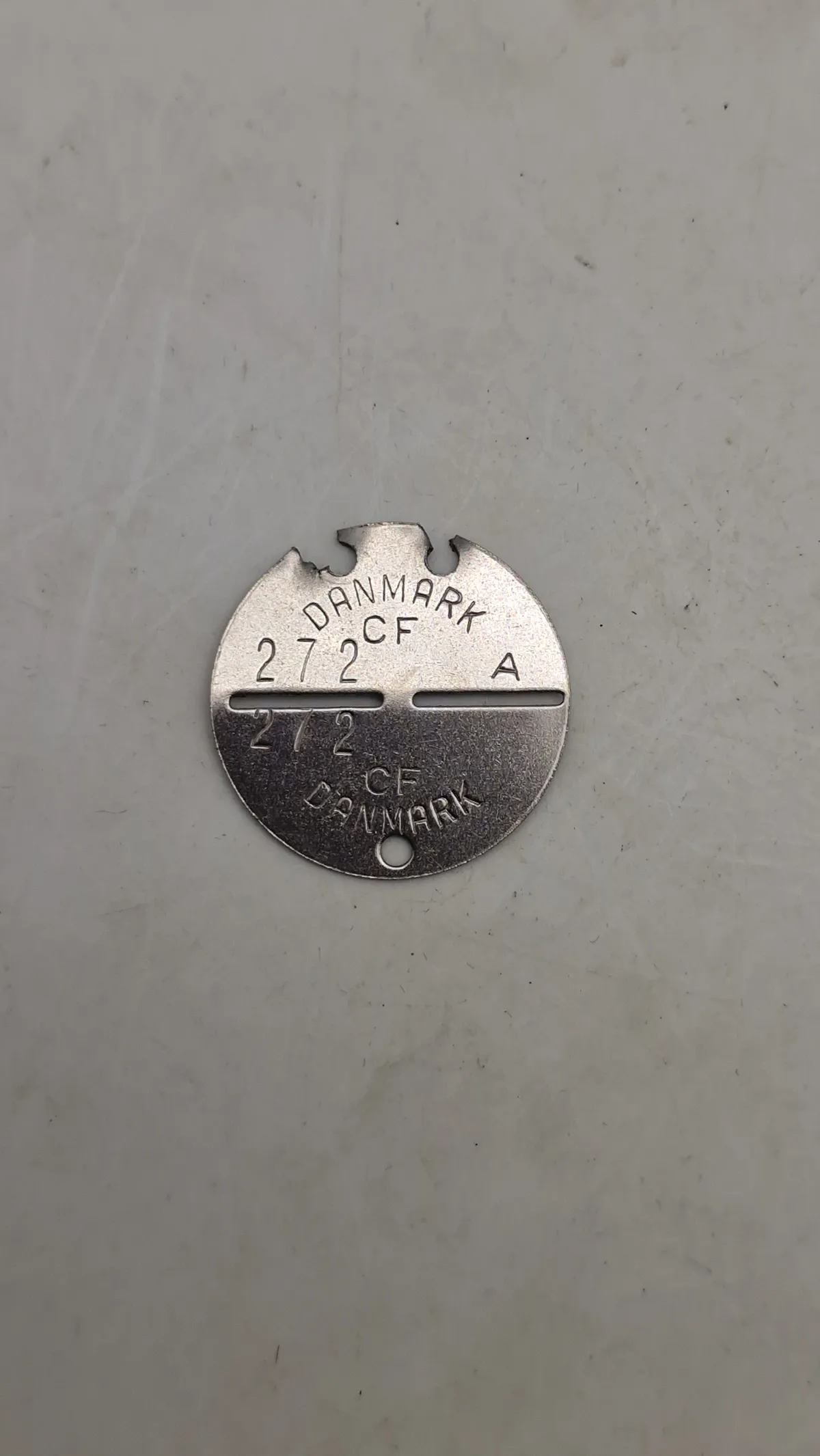 Original dansk id brik fra civilforsvaret
