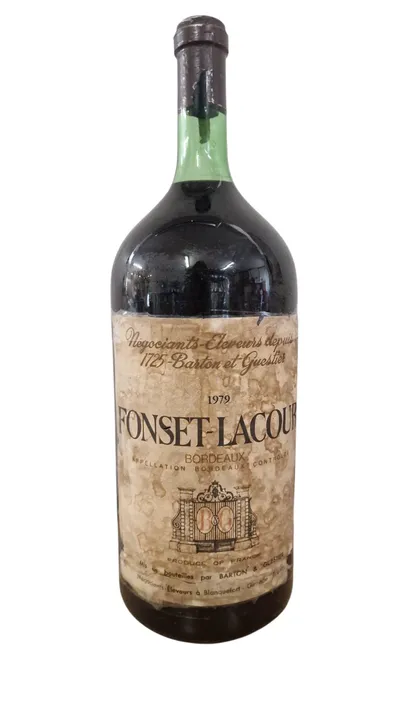 Chateau Fonset-Lacour (5 L) 1979. God væskestand (skal afhentes personligt i Vordingborg, eller leveres efter aftale)