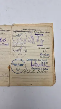 Original tysk hjelm med solbuch. Opsat på plade med fuld historie (såret på fronten)