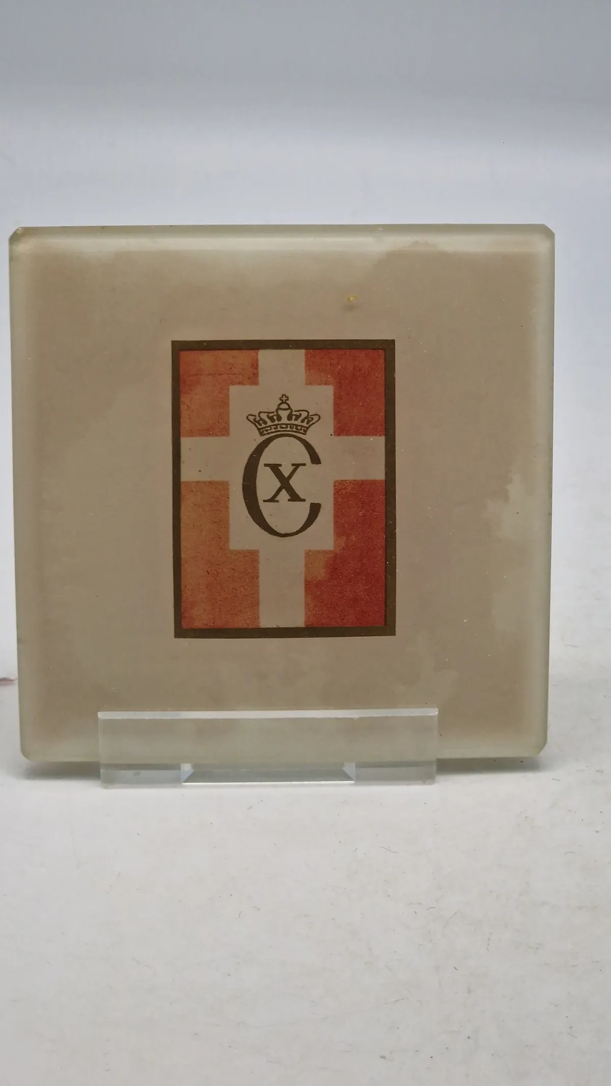 Original Kong Christian X plakette af glas