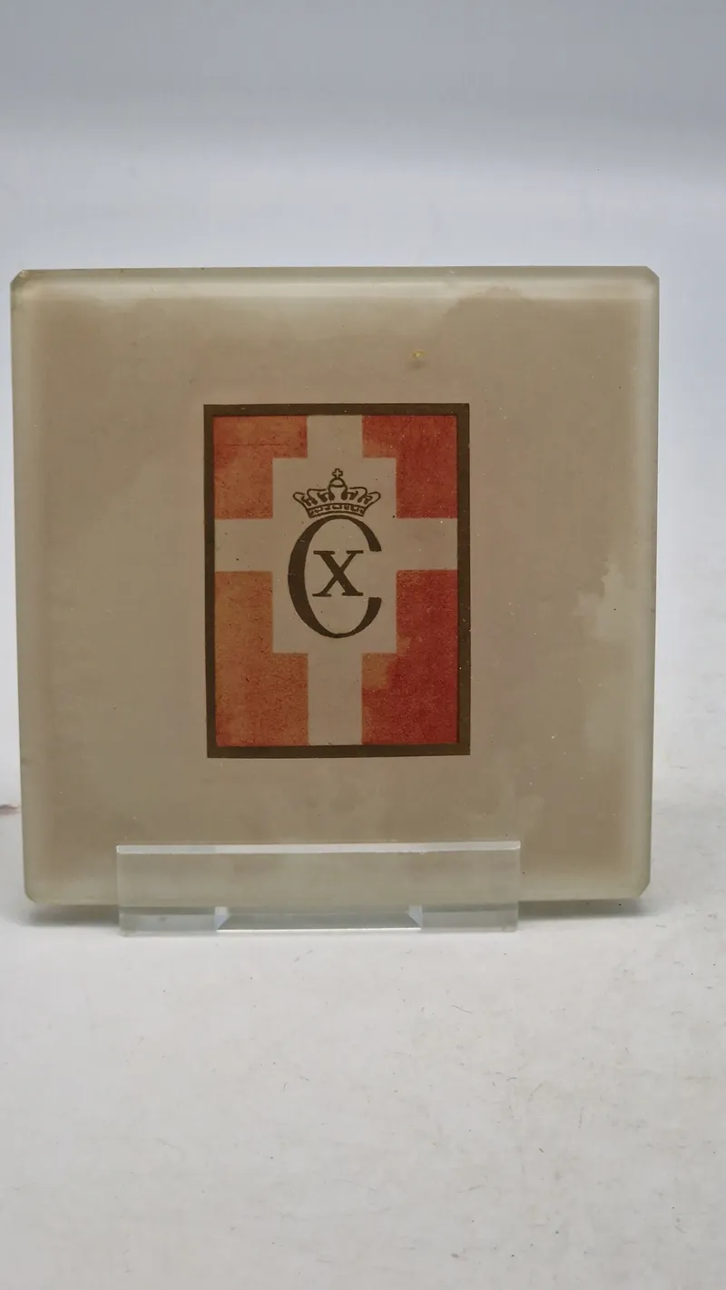 Original Kong Christian X plakette af glas