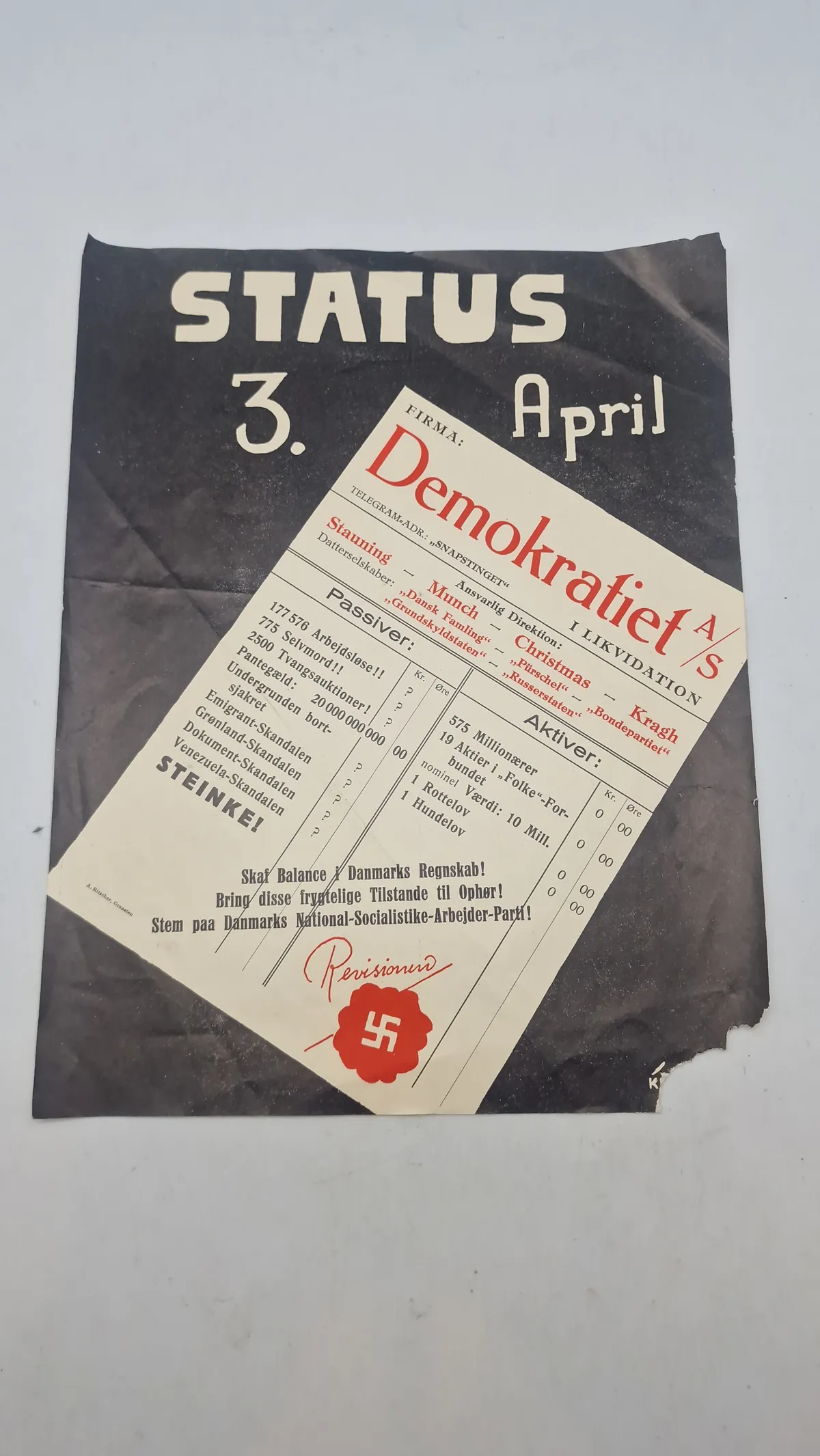 Ekstremt sjælden original D.N.S.A.P valgseddel