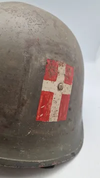Original dansk M/41 hjelm anvendt af den danske modstandsbevægelse