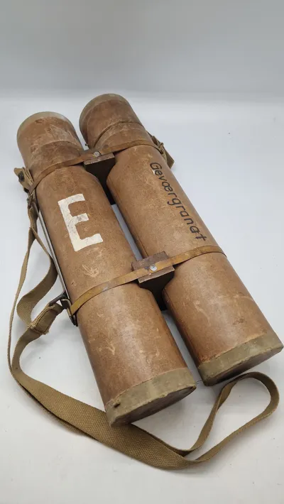 Ekstremt sjældent og komplet sæt Energa geværgranater for M1 Garand. Bemærk at eksercerpatronerne medfølger