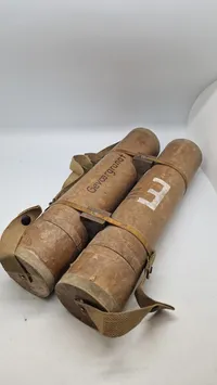 Ekstremt sjældent og komplet sæt Energa geværgranater for M1 Garand. Bemærk at eksercerpatronerne medfølger