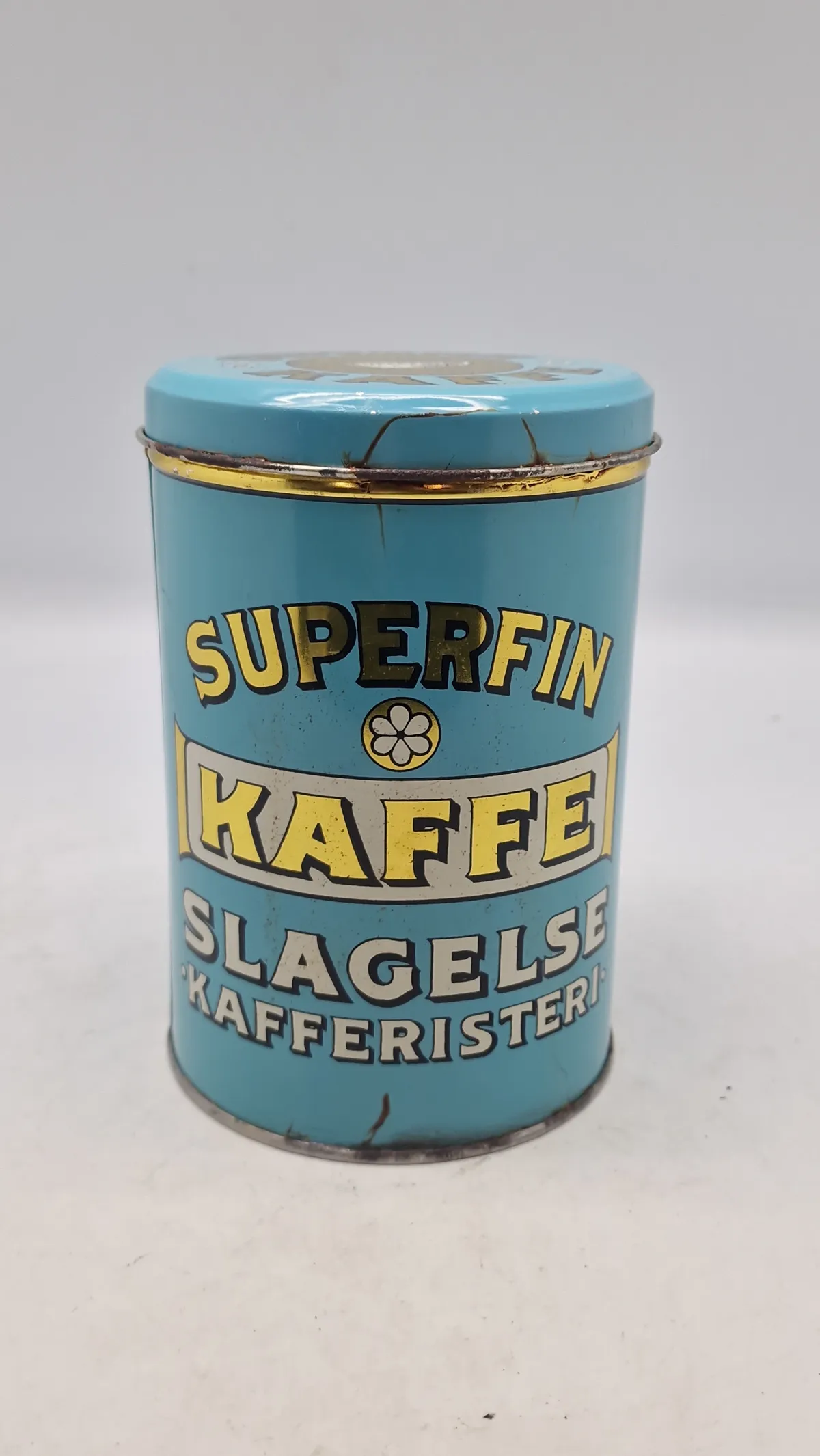 Original kaffedåse fra Superfin kaffe, Slagelse